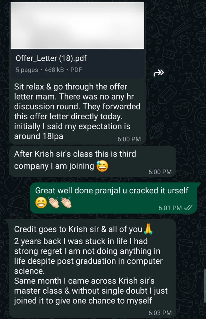 After Krish sir's class this is third company I am joining 😅 … 2 years back I was stuck in life I had strong regret I am not doing anything in life despite post graduation in computer science. Same month I came across Krish sir's master class & without single doubt I just joined it to give one chance to myself