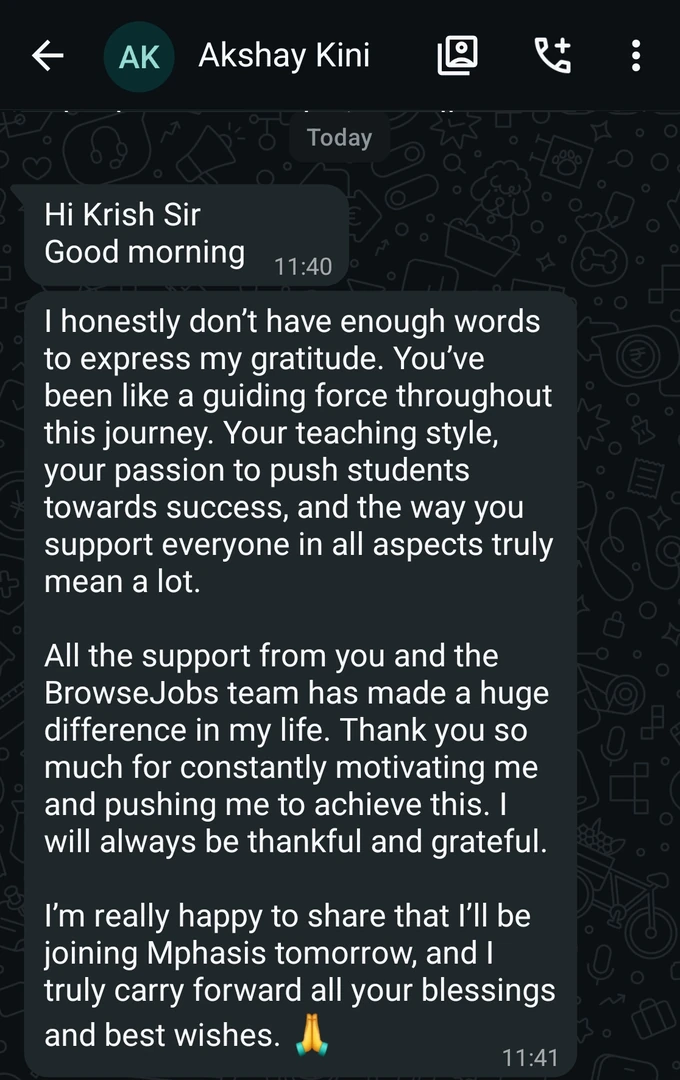 I'm really happy to share that I'll be joining Mphasis tomorrow, and I truly carry forward all your blessings and best wishes. 🙏